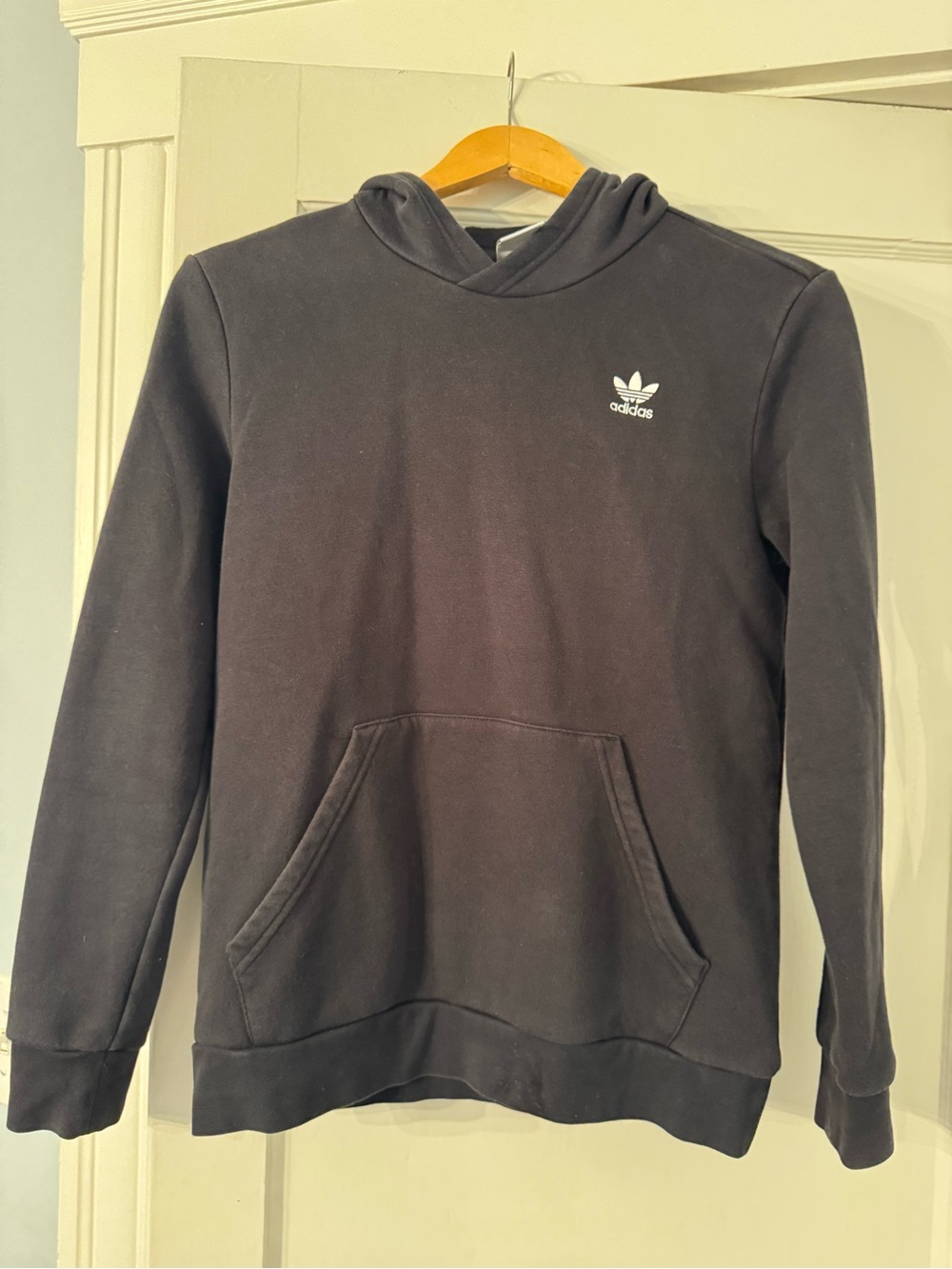 adidas boys Black Hooded Pullover Sweatshirt